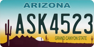 AZ license plate ASK4523