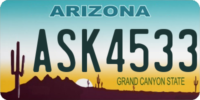 AZ license plate ASK4533