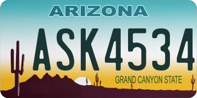 AZ license plate ASK4534