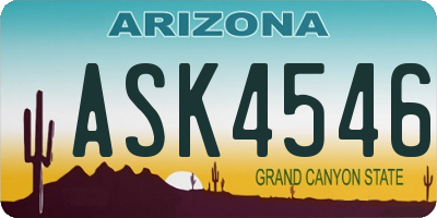 AZ license plate ASK4546