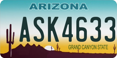 AZ license plate ASK4633