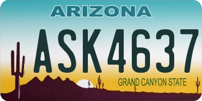 AZ license plate ASK4637