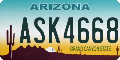 AZ license plate ASK4668