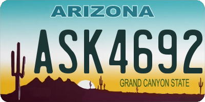 AZ license plate ASK4692