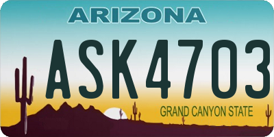 AZ license plate ASK4703