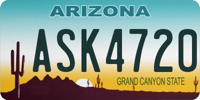 AZ license plate ASK4720