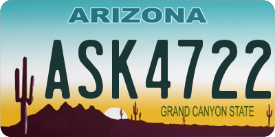 AZ license plate ASK4722