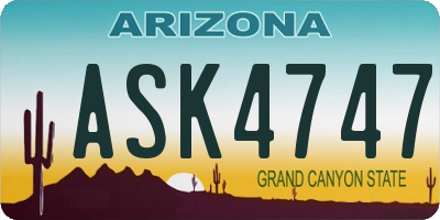 AZ license plate ASK4747