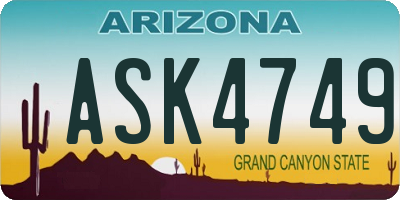 AZ license plate ASK4749