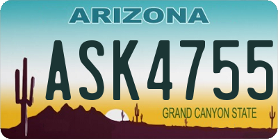 AZ license plate ASK4755