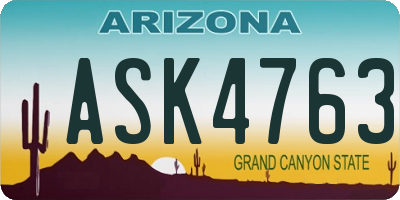 AZ license plate ASK4763