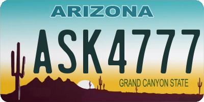 AZ license plate ASK4777