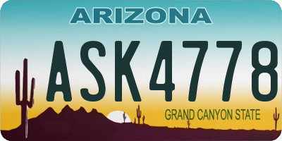 AZ license plate ASK4778