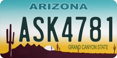AZ license plate ASK4781