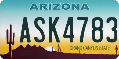 AZ license plate ASK4783