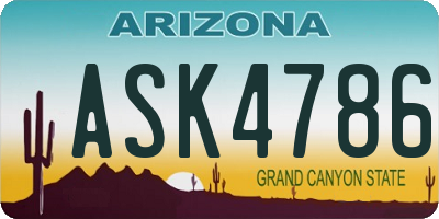 AZ license plate ASK4786