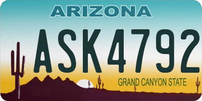 AZ license plate ASK4792
