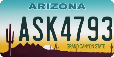AZ license plate ASK4793