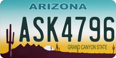 AZ license plate ASK4796