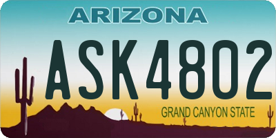 AZ license plate ASK4802