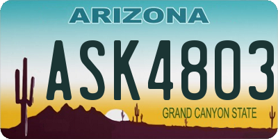 AZ license plate ASK4803