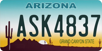 AZ license plate ASK4837