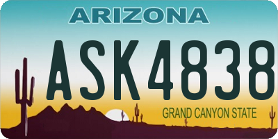 AZ license plate ASK4838