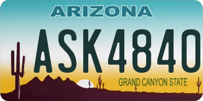 AZ license plate ASK4840