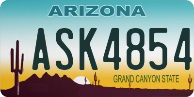 AZ license plate ASK4854