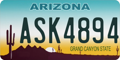 AZ license plate ASK4894