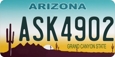 AZ license plate ASK4902
