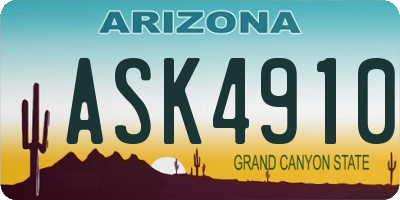 AZ license plate ASK4910