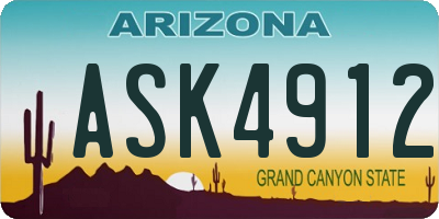 AZ license plate ASK4912