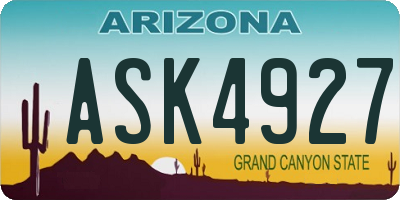 AZ license plate ASK4927