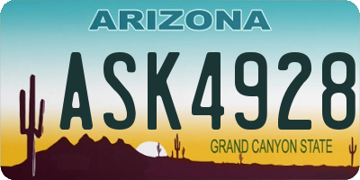 AZ license plate ASK4928