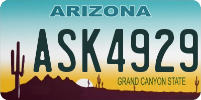 AZ license plate ASK4929