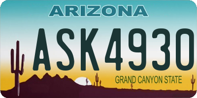 AZ license plate ASK4930