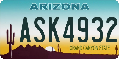 AZ license plate ASK4932