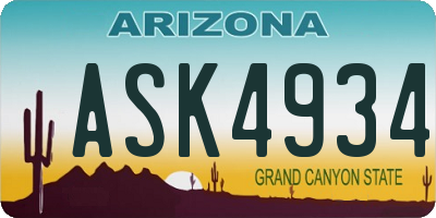 AZ license plate ASK4934