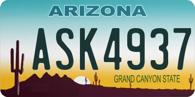 AZ license plate ASK4937