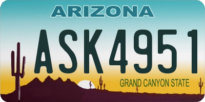 AZ license plate ASK4951