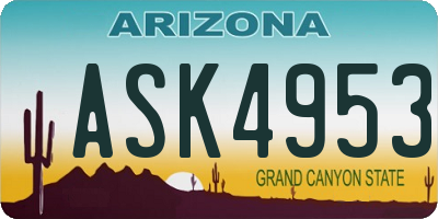 AZ license plate ASK4953