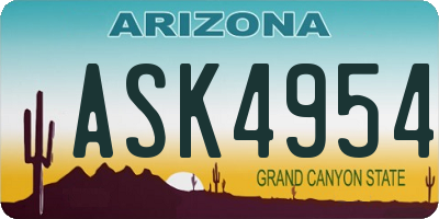 AZ license plate ASK4954