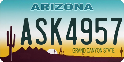 AZ license plate ASK4957