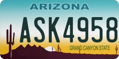 AZ license plate ASK4958