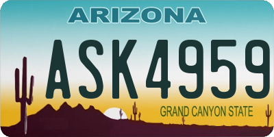 AZ license plate ASK4959