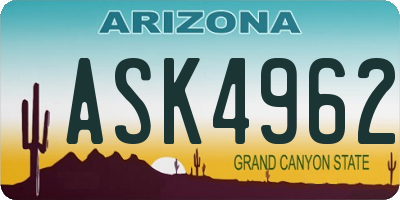 AZ license plate ASK4962