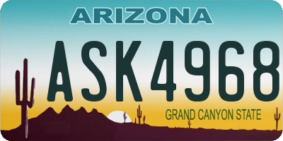 AZ license plate ASK4968