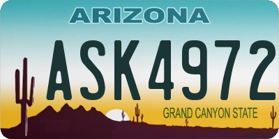 AZ license plate ASK4972
