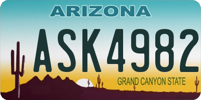 AZ license plate ASK4982